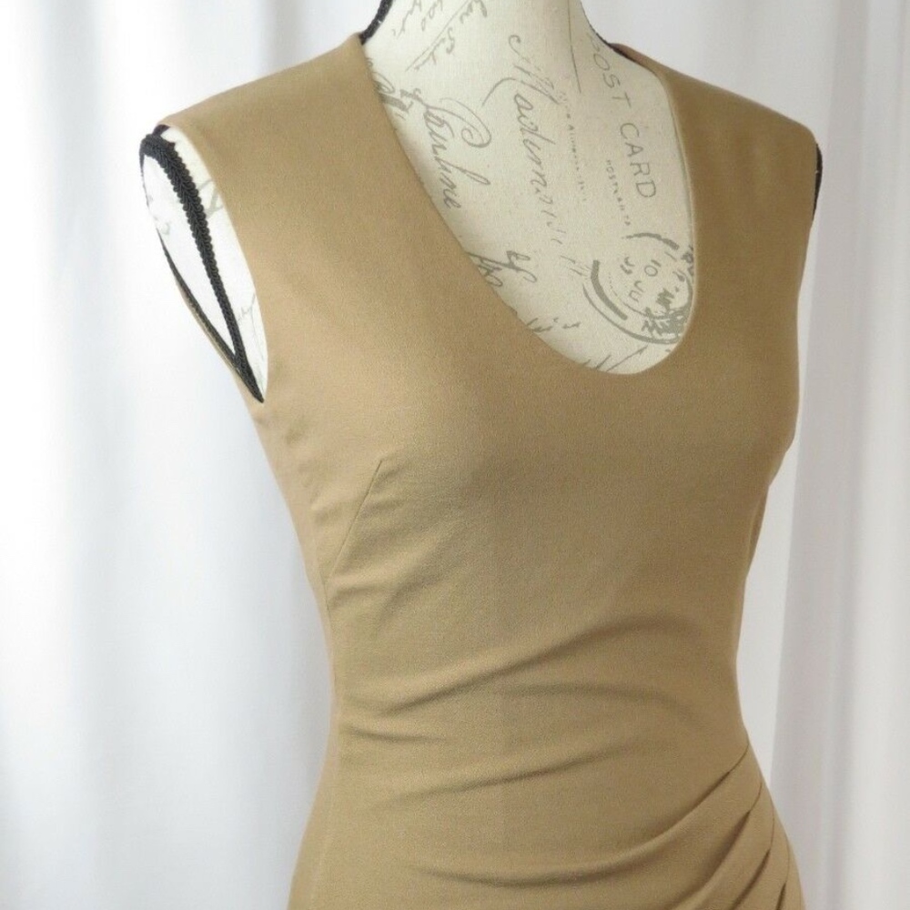 L'AGENCE Brown/Beige Rutched Sheath Style Dress